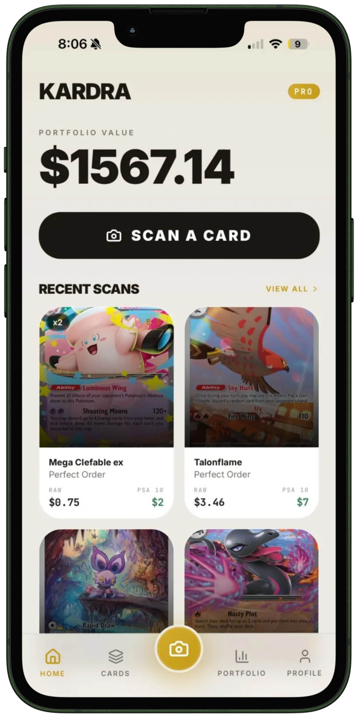 Kardra: scan a card, see prices and collect in the app